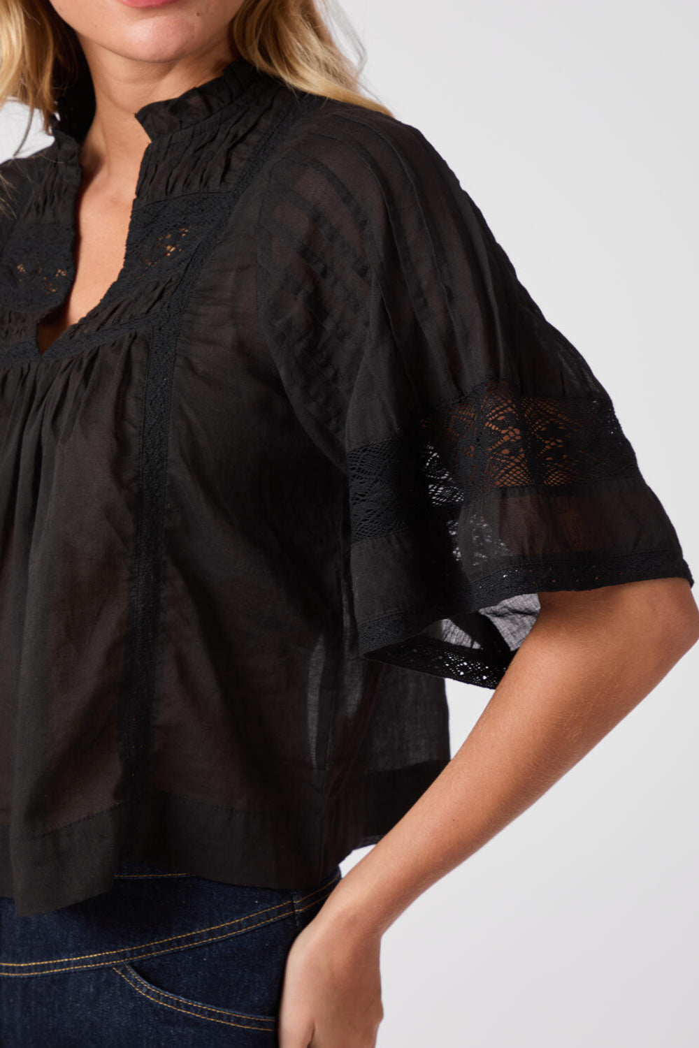 Siama S Voile top - sort